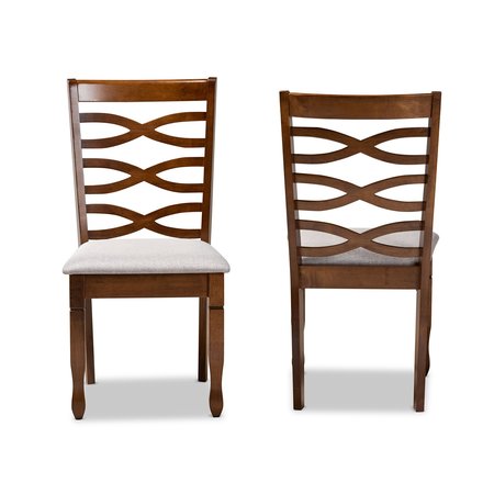 Baxton Studio Lanier Modern and Contemporary Grey Fabric and Walnut Brown Finished Wood 2-Piece Dining Chair Set 181-10549-Zoro